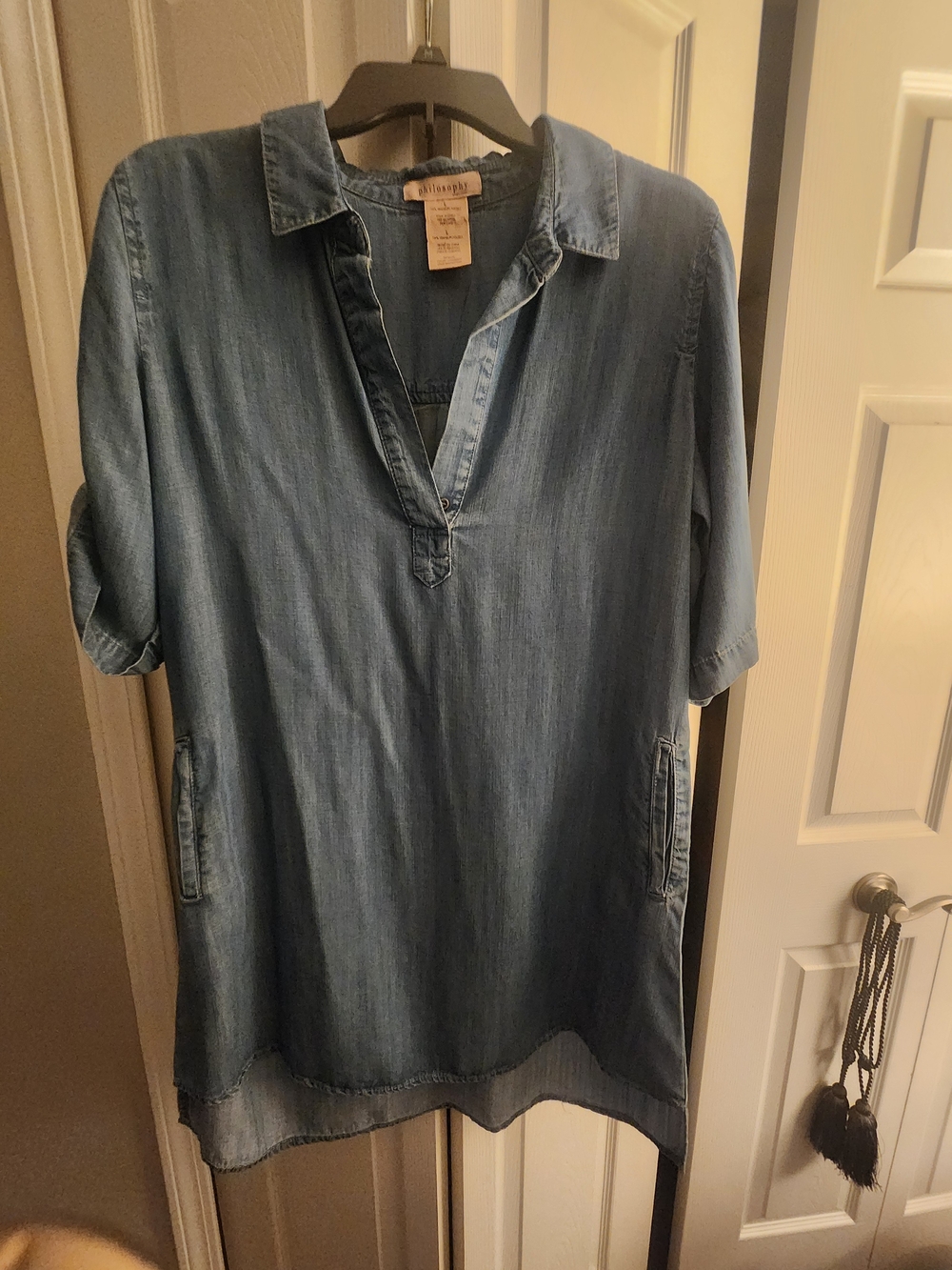 Philosophy Chambray Dress/Tunic Shirt in Light Blue